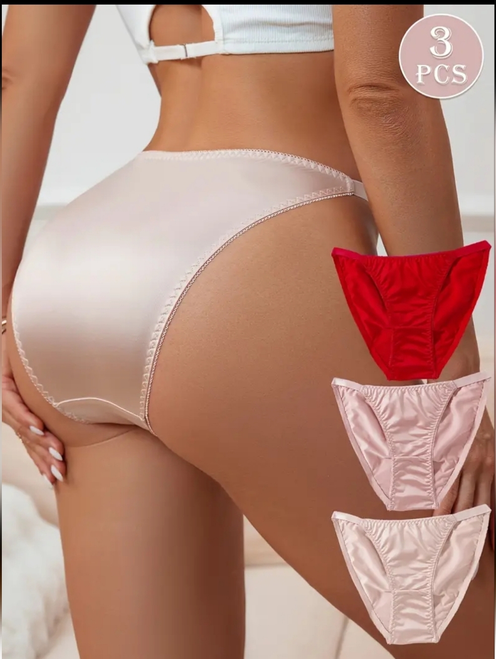 3-Pack Women's Satin Bikini Panties - New